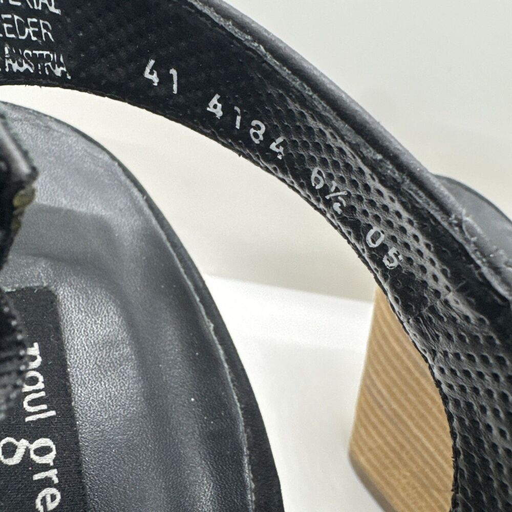 Paul Green Black Nubuck Leather Ruched Slingback Heels Peep Toe Size 10 - Picture 5 of 9